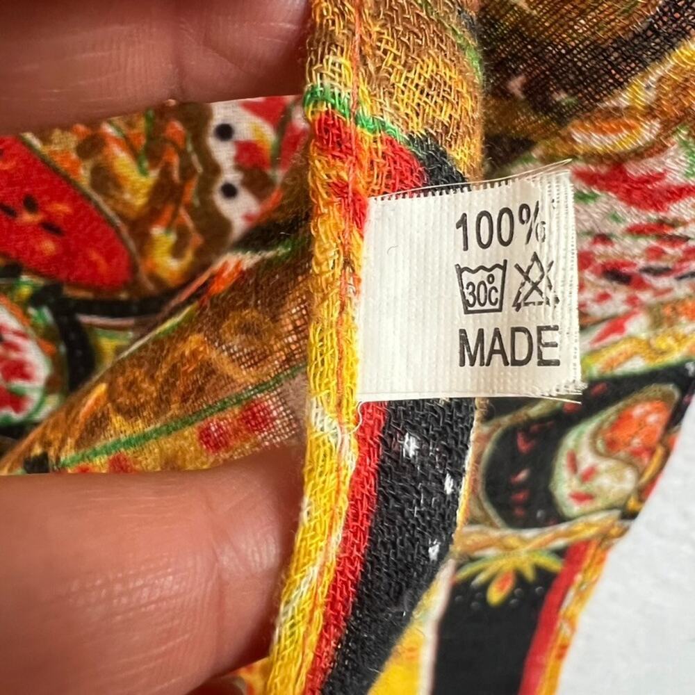 Scarf Wrap Shawl Floral XL Long Orange Green Vtg Viscose - Picture 4 of 8
